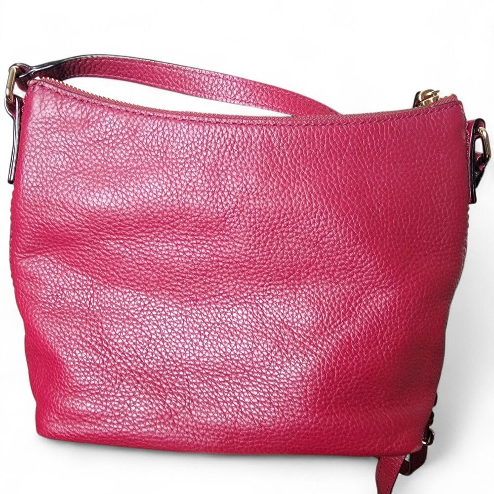 Kate Spade Pebble Leather Purse Cranberry Red Crossbody Shoulder Designer Bag - Picture 3 of 11